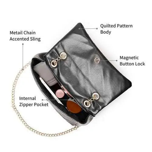 Fastrack Casual Shoulder Bag with Zipper and Magnet Closure for Girls, Medium Size with Internal Zipper Pocket, Made with Premium Faux Leather SaumyasStore