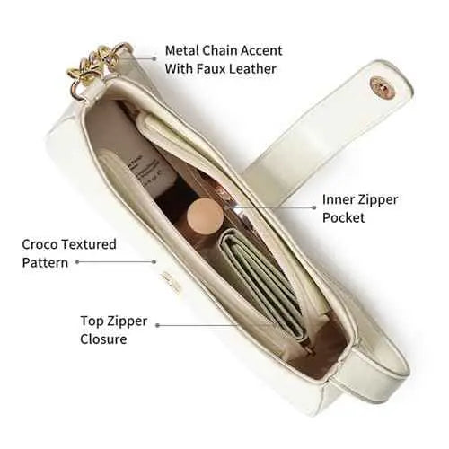 Fastrack Casual Shoulder Bag with Zipper and Magnetic Button for Girls, Medium Size with Internal Zipper, Made with Premium Faux Leather, Versatile and Durable Design SaumyasStore