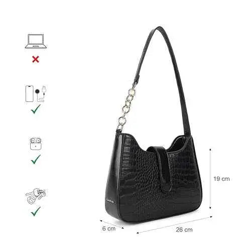 Fastrack Casual Shoulder Bag with Zipper and Magnetic Button for Girls, Medium Size with Internal Zipper, Made with Premium Faux Leather, Versatile and Durable Design SaumyasStore