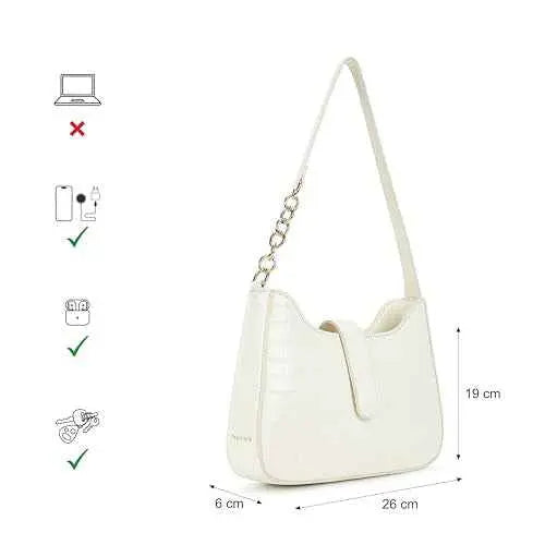 Fastrack Casual Shoulder Bag with Zipper and Magnetic Button for Girls, Medium Size with Internal Zipper, Made with Premium Faux Leather, Versatile and Durable Design SaumyasStore