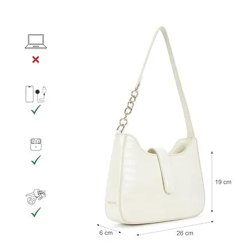 Fastrack Casual Shoulder Bag with Zipper and Magnetic Button for Girls, Medium Size with Internal Zipper, Made with Premium Faux Leather, Versatile and Durable Design SaumyasStore