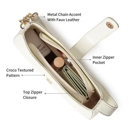 Fastrack Casual Shoulder Bag with Zipper and Magnetic Button for Girls, Medium Size with Internal Zipper, Made with Premium Faux Leather, Versatile and Durable Design SaumyasStore