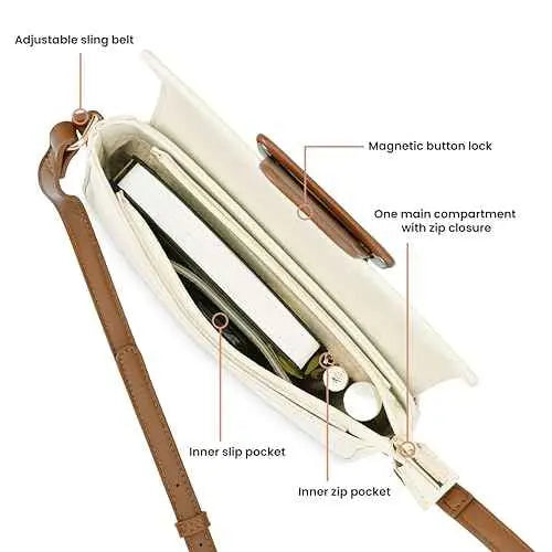 Fastrack Casual Sling Bag with Buckle Detail | Faux-Leather Women's Handbags | Sling for Casual Carry SaumyasStore