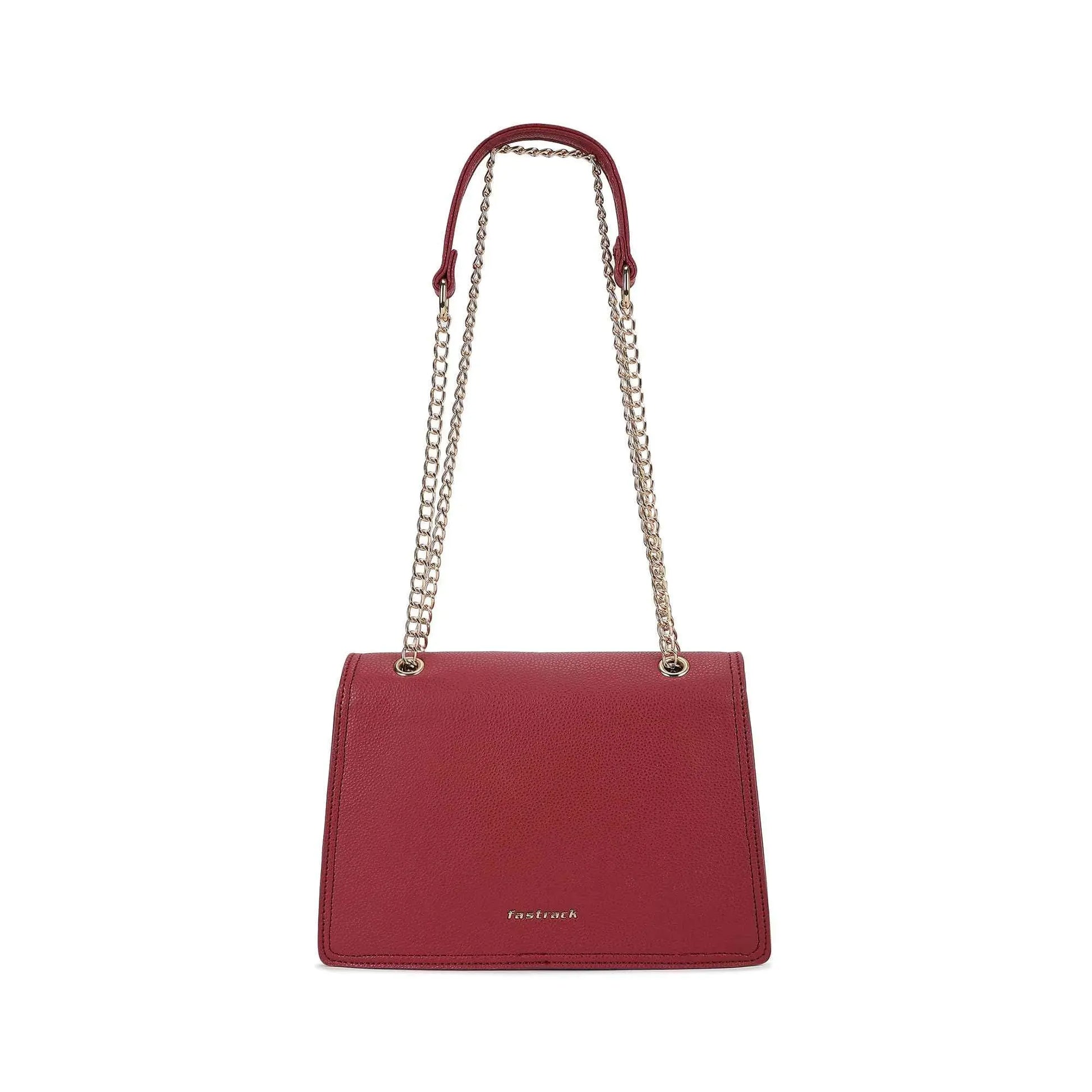 Fastrack Casual Sling Bag with Lock Closure for Girls, Medium Size with Internal Organiser, Handheld Design and Metal Chain Sling SaumyasStore