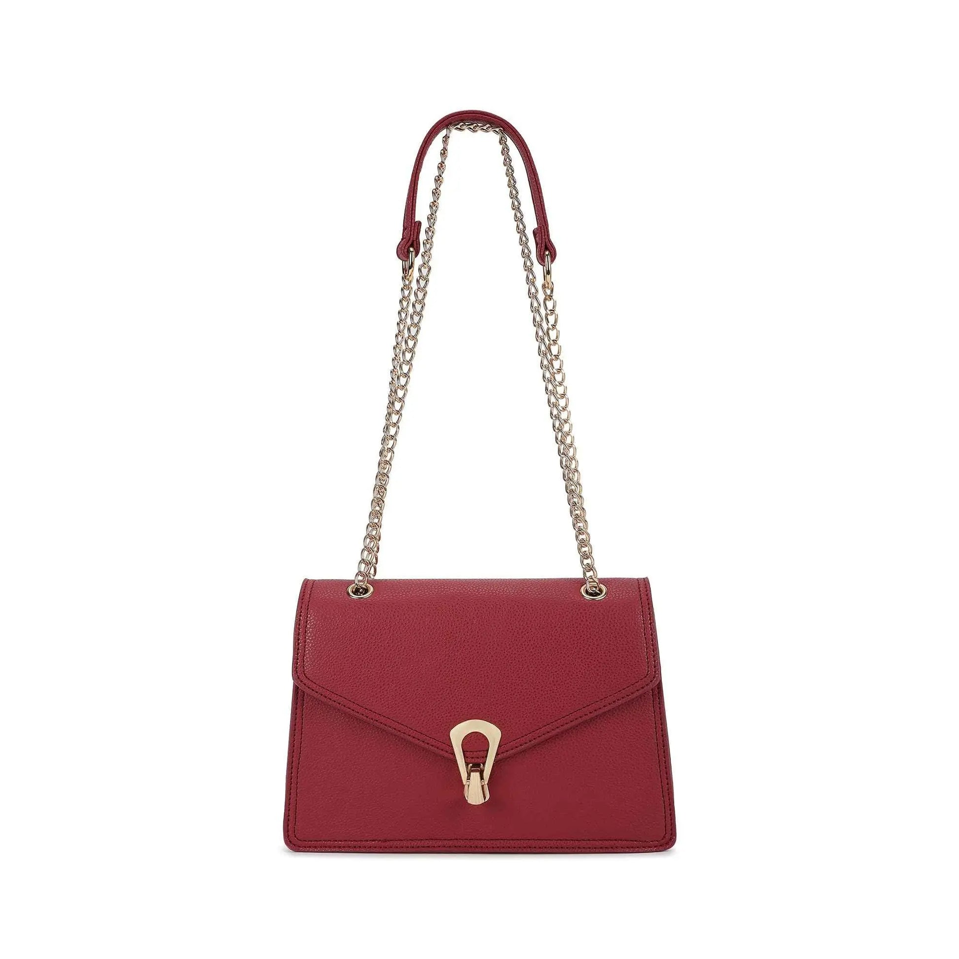 Fastrack Casual Sling Bag with Lock Closure for Girls, Medium Size with Internal Organiser, Handheld Design and Metal Chain Sling SaumyasStore