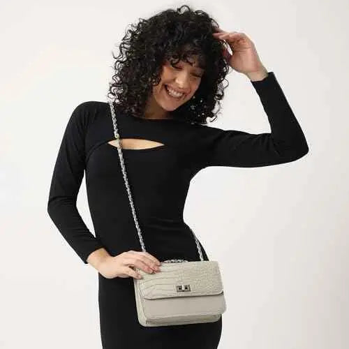 Fastrack Casual Sling Bag with Lock Closure for Girls, Medium Size with Internal Organiser and Metal Chain Strap, Made with Premium Faux Leather SaumyasStore