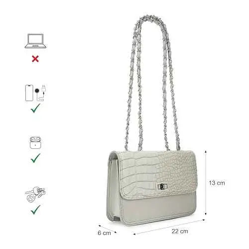 Fastrack Casual Sling Bag with Lock Closure for Girls, Medium Size with Internal Organiser and Metal Chain Strap, Made with Premium Faux Leather SaumyasStore