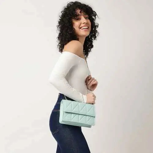 Fastrack Casual Sling Bag with Magnet Button Closure for Girls, Small Size with Internal Organiser, Handheld Design and Metal Chain Sling SaumyasStore