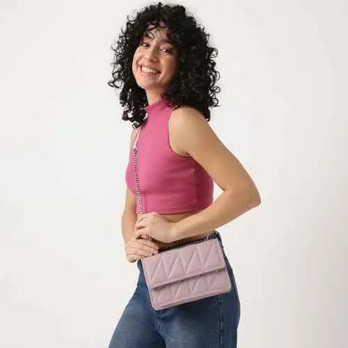 Fastrack Casual Sling Bag with Magnet Button Closure for Girls, Small Size with Internal Organiser, Handheld Design and Metal Chain Sling SaumyasStore