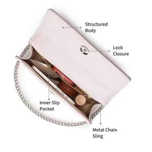 Fastrack Casual Sling Bag with Magnet Button Closure for Girls, Small Size with Internal Organiser, Handheld Design and Metal Chain Sling SaumyasStore