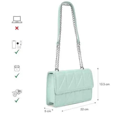 Fastrack Casual Sling Bag with Magnet Button Closure for Girls, Small Size with Internal Organiser, Handheld Design and Metal Chain Sling SaumyasStore