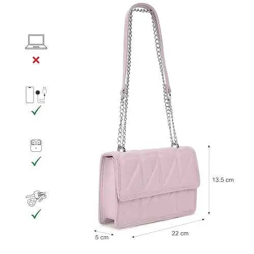 Fastrack Casual Sling Bag with Magnet Button Closure for Girls, Small Size with Internal Organiser, Handheld Design and Metal Chain Sling SaumyasStore