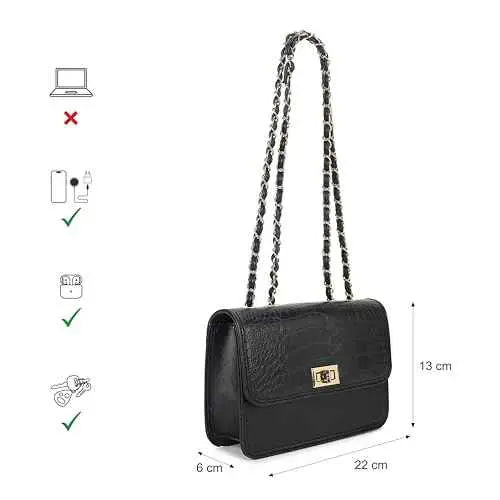 Fastrack Casual Sling Bag with Magnetic Closure for Girls, Medium Size with Internal Zipper, Made with Premium Faux Leather, Versatile and Durable Design SaumyasStore