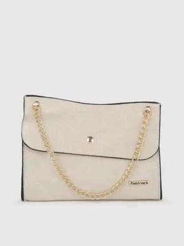 Fastrack Croco Textured Structured Shoulder Bag for Women, Girls and Ladies | Gold Chain Sling Strap with Button Closure SaumyasStore