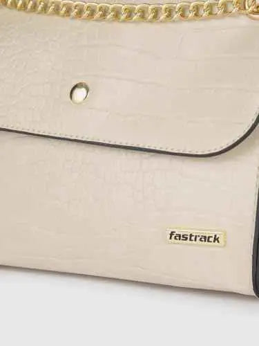 Fastrack Croco Textured Structured Shoulder Bag for Women, Girls and Ladies | Gold Chain Sling Strap with Button Closure SaumyasStore