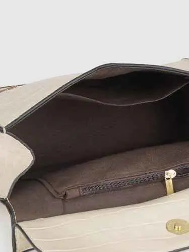 Fastrack Croco Textured Structured Shoulder Bag for Women, Girls and Ladies | Gold Chain Sling Strap with Button Closure SaumyasStore