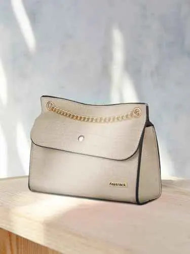 Fastrack Croco Textured Structured Shoulder Bag for Women, Girls and Ladies | Gold Chain Sling Strap with Button Closure SaumyasStore