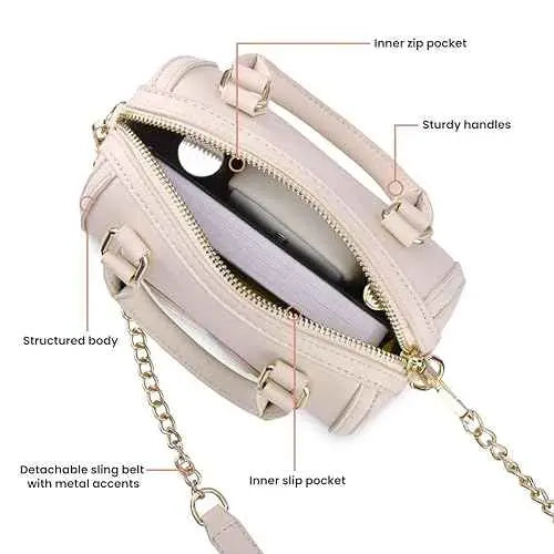 Fastrack HeartPop Handheld Sling, Made with Premium Faux Leather, Versatile and Durable Design, Gold Metal Accents, Detachable Sling Strap SaumyasStore