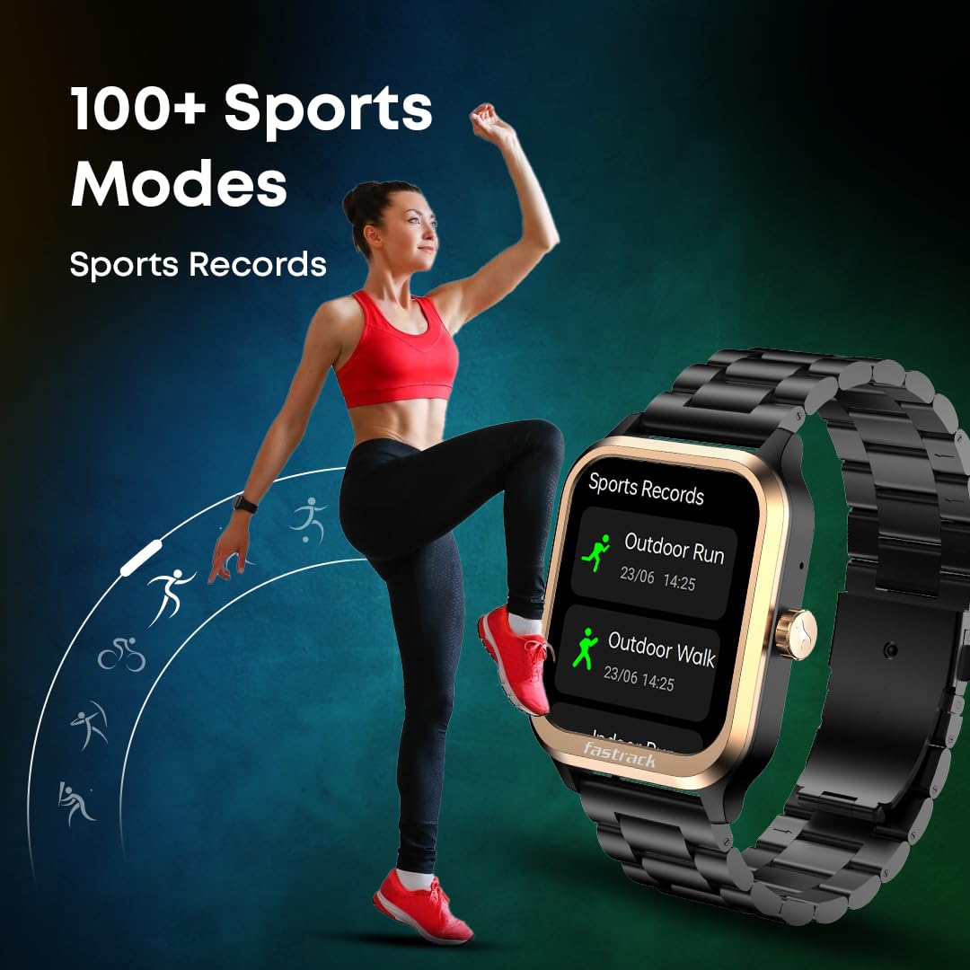 Fastrack Limitless FS2 Classic Smart Watch, 1.83” TFT Display, 240 * 284 Pixel Resolution, SingleSync BT Calling, AI Voice Assistant, 100+ Sports Modes & Smartwatch Faces, IP68 (Black) SaumyasStore