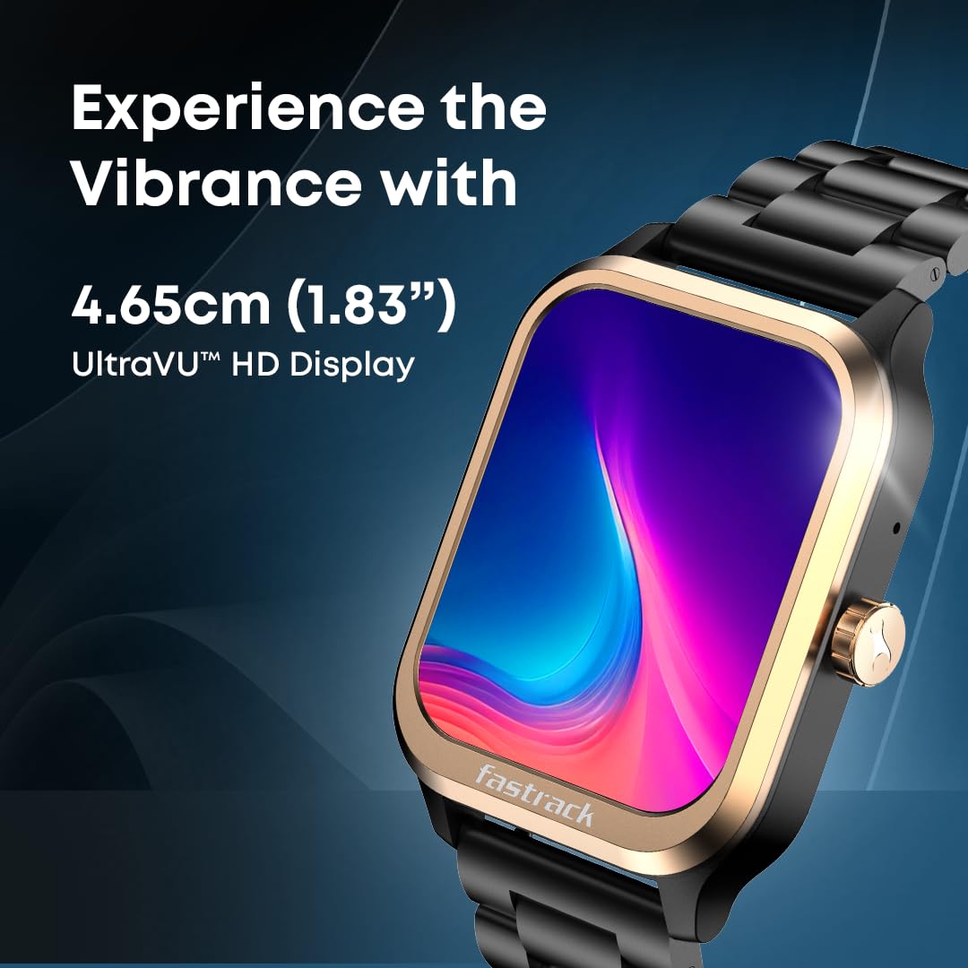 Fastrack Limitless FS2 Classic Smart Watch, 1.83” TFT Display, 240 * 284 Pixel Resolution, SingleSync BT Calling, AI Voice Assistant, 100+ Sports Modes & Smartwatch Faces, IP68 (Black) SaumyasStore