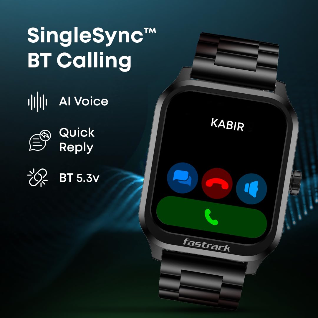 Fastrack Limitless FS2 Classic Smart Watch, 1.83” TFT Display, 240 * 284 Pixel Resolution, SingleSync BT Calling, AI Voice Assistant, 100+ Sports Modes & Smartwatch Faces, IP68 (Black) SaumyasStore