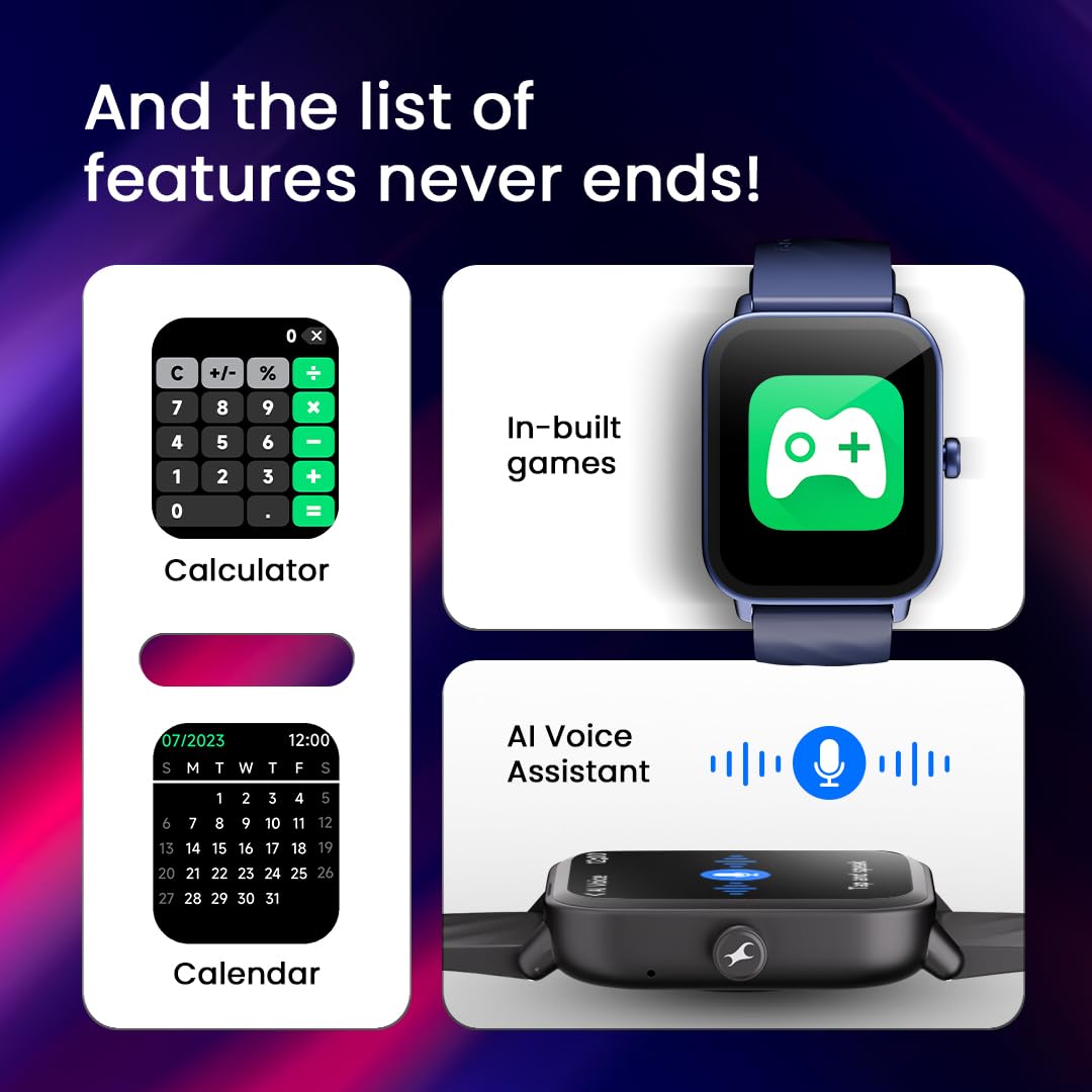 Fastrack Limitless Glide Smart Watch, Advanced UltraVU HD Display, SingleSync BT Calling, Advance Chipset, 85+ Sports Modes & Smartwatch Faces, AI Voice Assistant, 24 * 7 Health Suite, IP67 (Teal) SaumyasStore