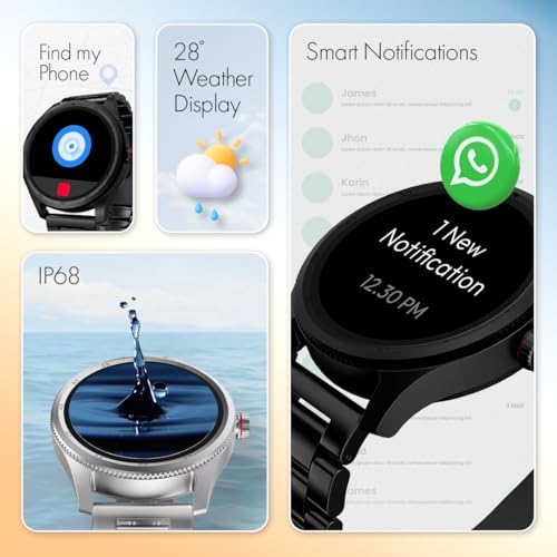 Fastrack Magnus FX1 Premium Metal Smart Watch, 1.38" UltraVU HD Display, Bright Pixel Resolution, Functional Crown, AI Voice, SingleSync BT Calling, 100+ Sports Mode & Smartwatch Faces, IP68 (Silver) SaumyasStore