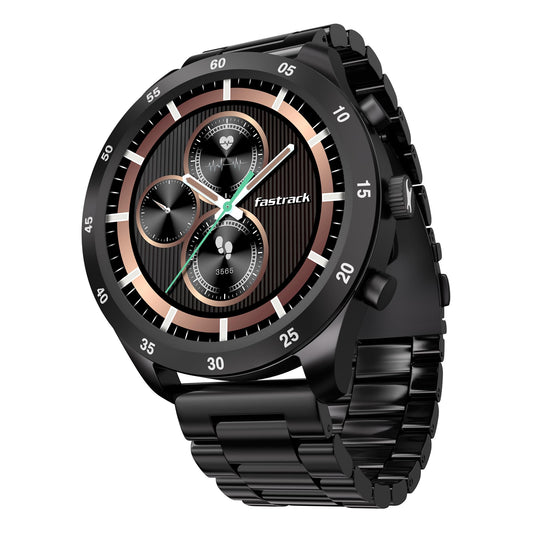 Fastrack Magnus FX2 Smart Watch, 3.35 CM TFT Display, Functional Crown, SingleSync BT Calling, AI Voice Assistant, DND & Power Saving Mode, 650 Nits, 100+ Sports Mode & Smartwatch Faces, IP67 (Black) SaumyasStore