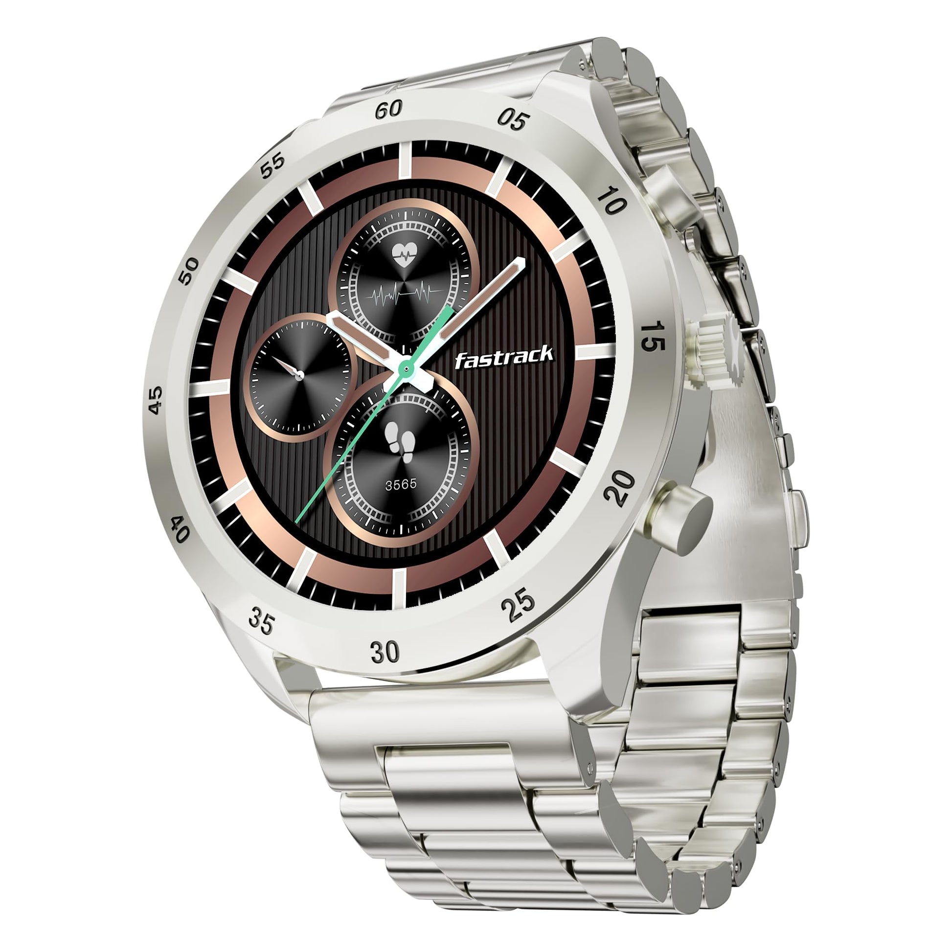 Fastrack Magnus FX2 Smart Watch, 3.35 CM TFT Display, Functional Crown, SingleSync BT Calling,AI Voice Assistant, DND & Power Saving Mode, 650 Nits, 100+ Sports Mode & Smartwatch Faces, IP67 (Sliver) SaumyasStore