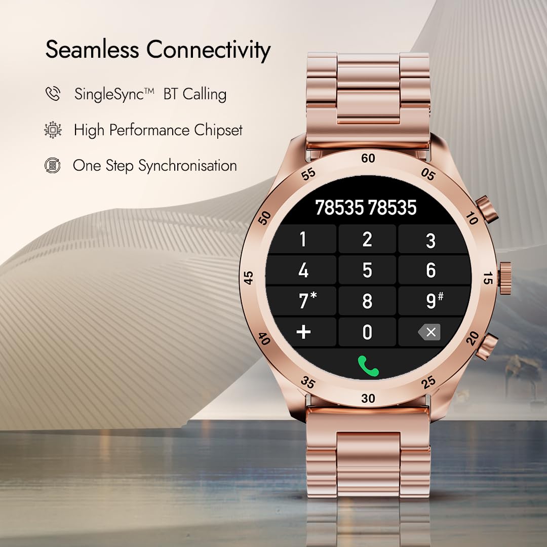 Fastrack Magnus FX2 Smart Watch, 3.35 CM TFT Display, Functional Crown, SingleSync BT Calling, AI Voice Assistant, Power Saving Mode, 650 Nits, 100+ Sports Mode & Smartwatch Faces, IP67 (Rose Gold) SaumyasStore