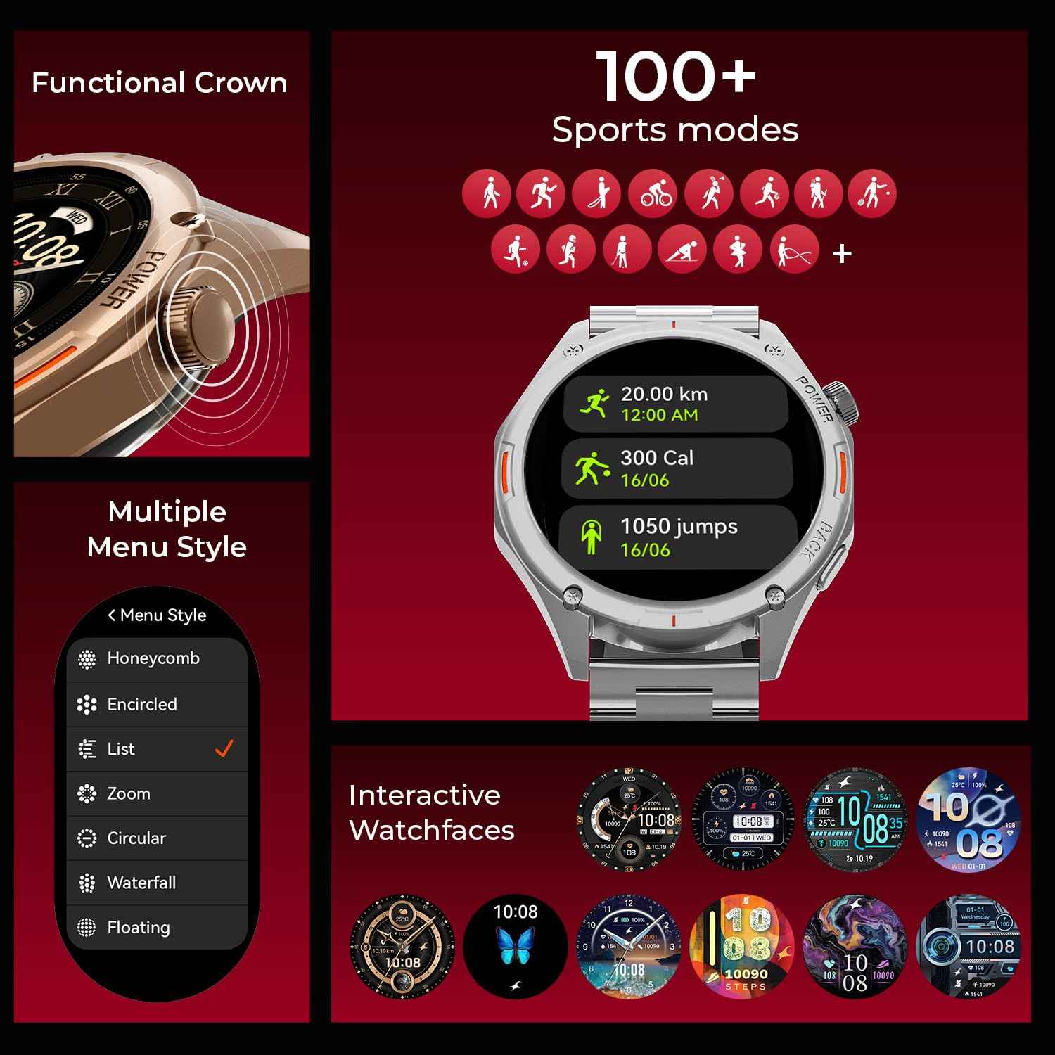 Fastrack Marvellous FX1 Smart Watch, 3.63 CM AMOLED Display, Fluidic UI, Functional Crown, SingleSync BT Calling, 3D Dynamic Smartwatch Faces, 100+ Sports Mode, Upto 5-Day Battery, IP68 (Rose Gold) SaumyasStore