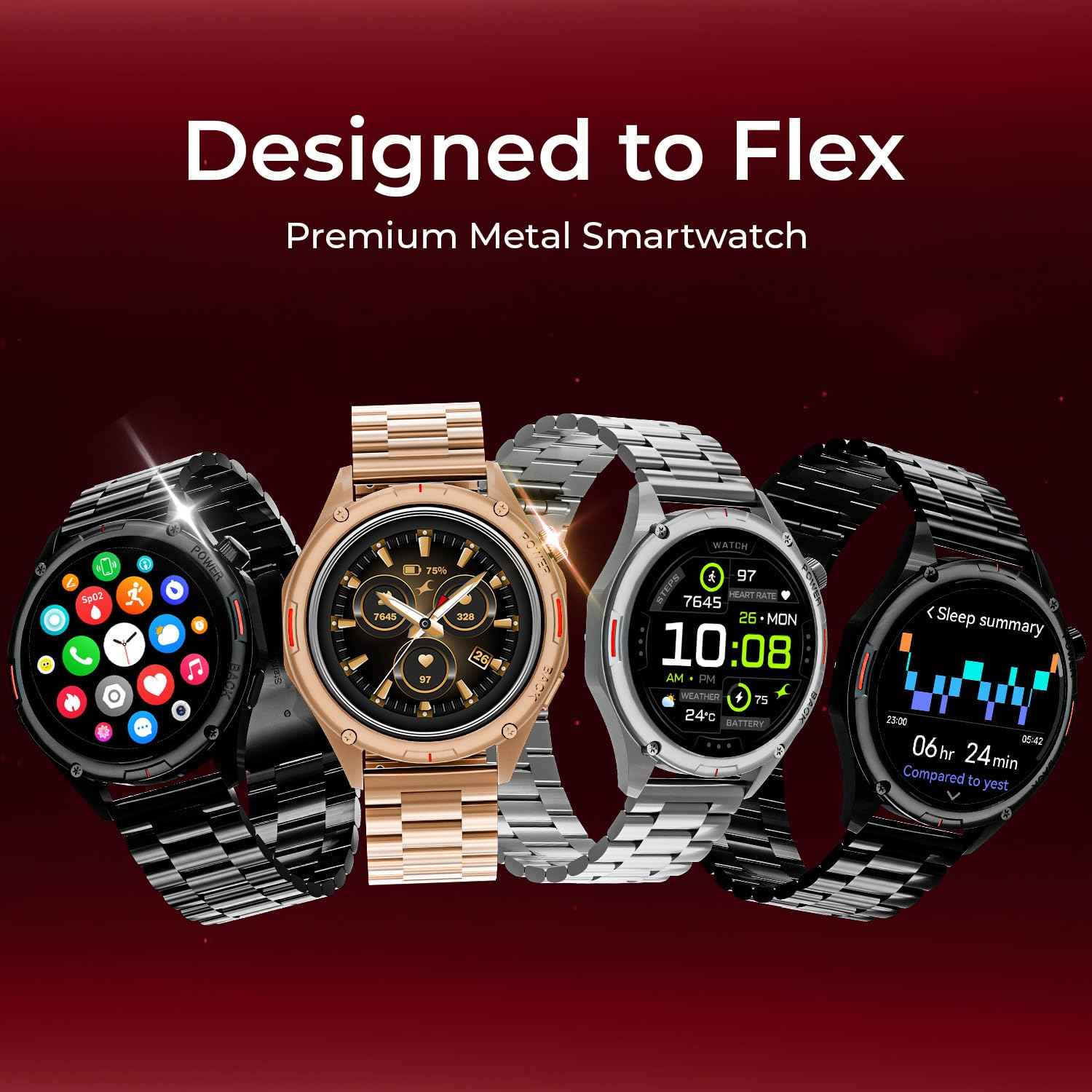 Fastrack Marvellous FX1 Smart Watch, 3.63 CM AMOLED Display, Fluidic UI, Functional Crown, SingleSync BT Calling, 3D Dynamic Smartwatch Faces, 100+ Sports Mode, Upto 5-Day Battery, IP68 (Rose Gold) SaumyasStore