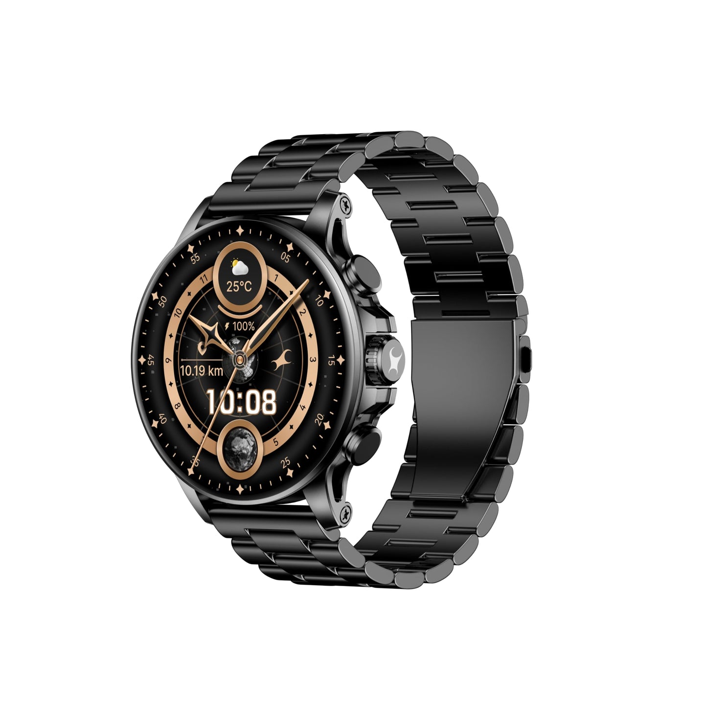 Fastrack Marvellous FX2 Smart Watch, 3.9 CM AMOLED Display, Functional Crown,SingleSync BT Calling, Metal Design, 1000 Nits Brightness, IP68, Upto 5-Day Battery Life, Dynamic Smartwatch Faces (Black) SaumyasStore