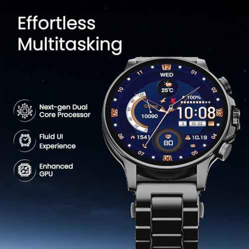 Fastrack Marvellous FX2 Smart Watch, 3.9 CM AMOLED Display, Functional Crown,SingleSync BT Calling, Metal Design, 1000 Nits Brightness, IP68, Upto 5-Day Battery Life, Dynamic Smartwatch Faces (Black) SaumyasStore