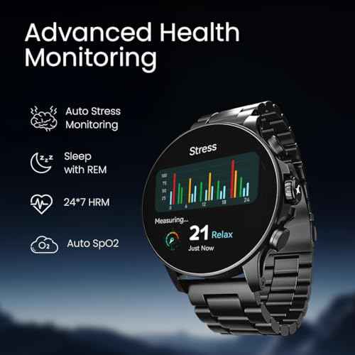 Fastrack Marvellous FX2 Smart Watch, 3.9 CM AMOLED Display, Functional Crown,SingleSync BT Calling, Metal Design, 1000 Nits Brightness, IP68, Upto 5-Day Battery Life, Dynamic Smartwatch Faces (Black) SaumyasStore