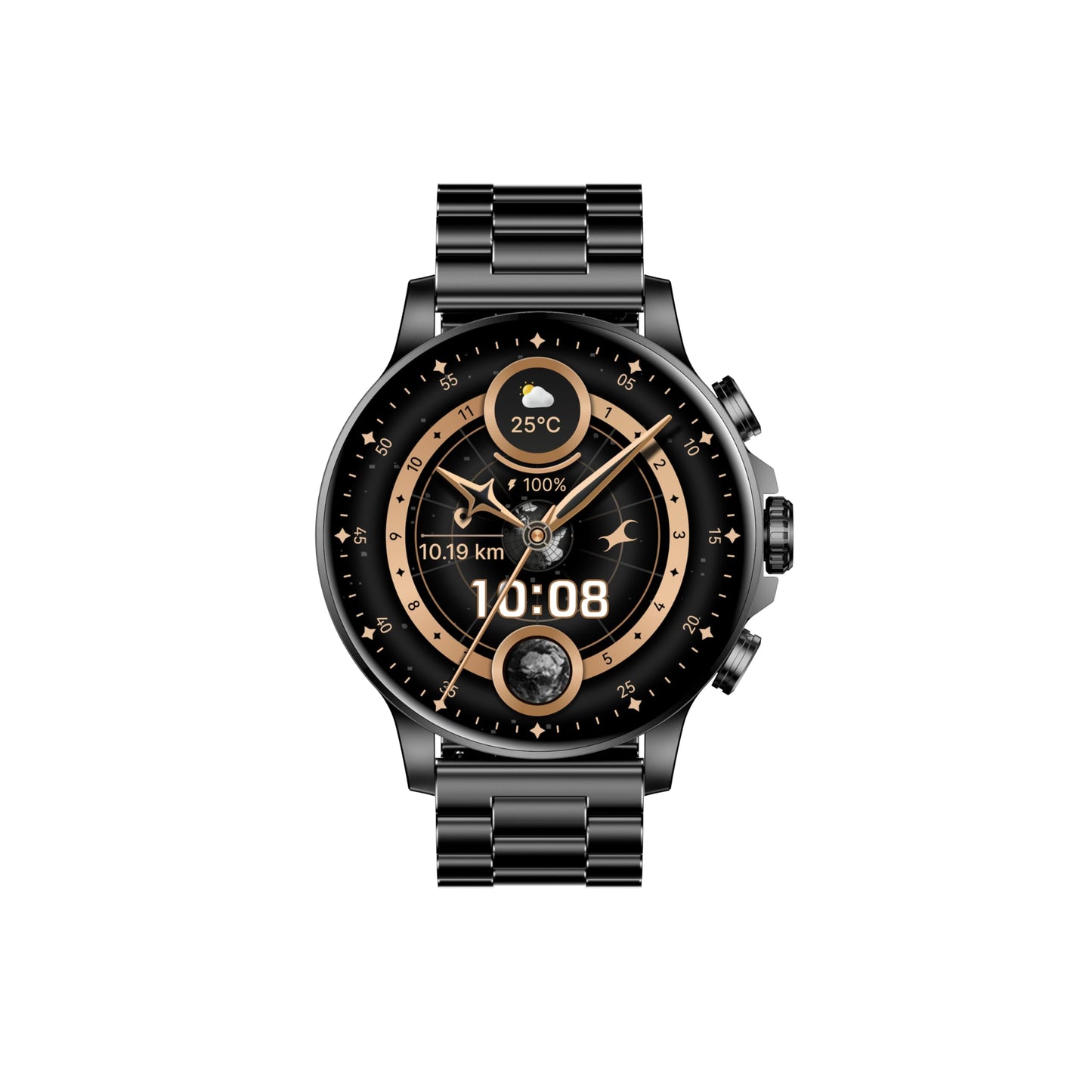 Fastrack Marvellous FX2 Smart Watch, 3.9 CM AMOLED Display, Functional Crown,SingleSync BT Calling, Metal Design, 1000 Nits Brightness, IP68, Upto 5-Day Battery Life, Dynamic Smartwatch Faces (Black) SaumyasStore