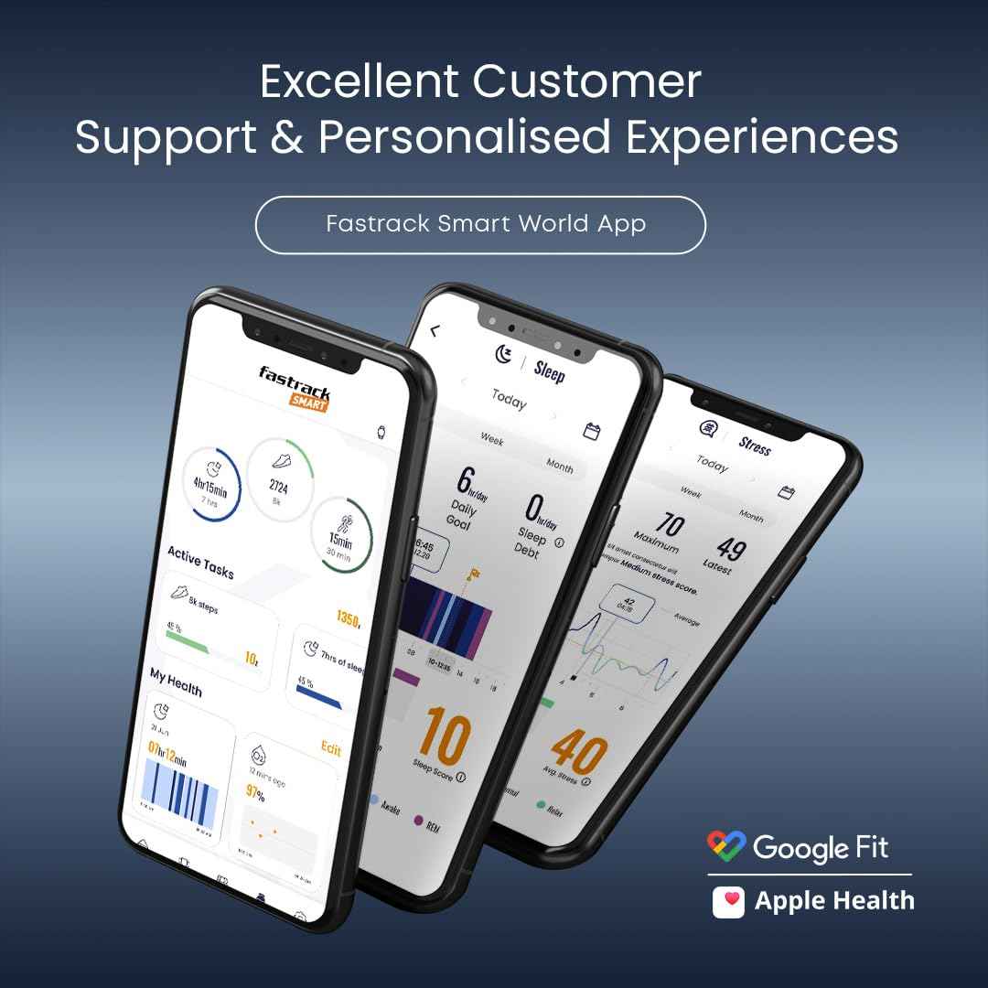 Fastrack Marvellous FX2 Smart Watch, 3.9 CM AMOLED Display, Functional Crown, SingleSync BT Calling, Metal Design, 1000 Nits Brightness, IP68, Upto 5-Day Battery Life, Dynamic Smartwatch Faces (Gun) SaumyasStore