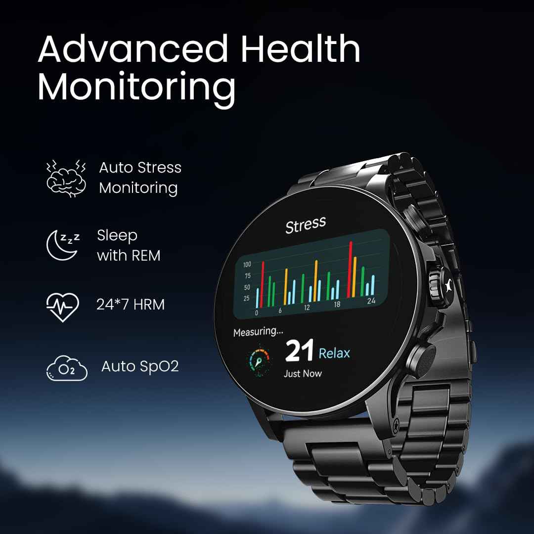 Fastrack Marvellous FX2 Smart Watch, 3.9 CM AMOLED Display, Functional Crown, SingleSync BT Calling, Metal Design, 1000 Nits Brightness, Upto 5 Day Battery Life, Dynamic Smartwatch Faces (Rose Gold) SaumyasStore