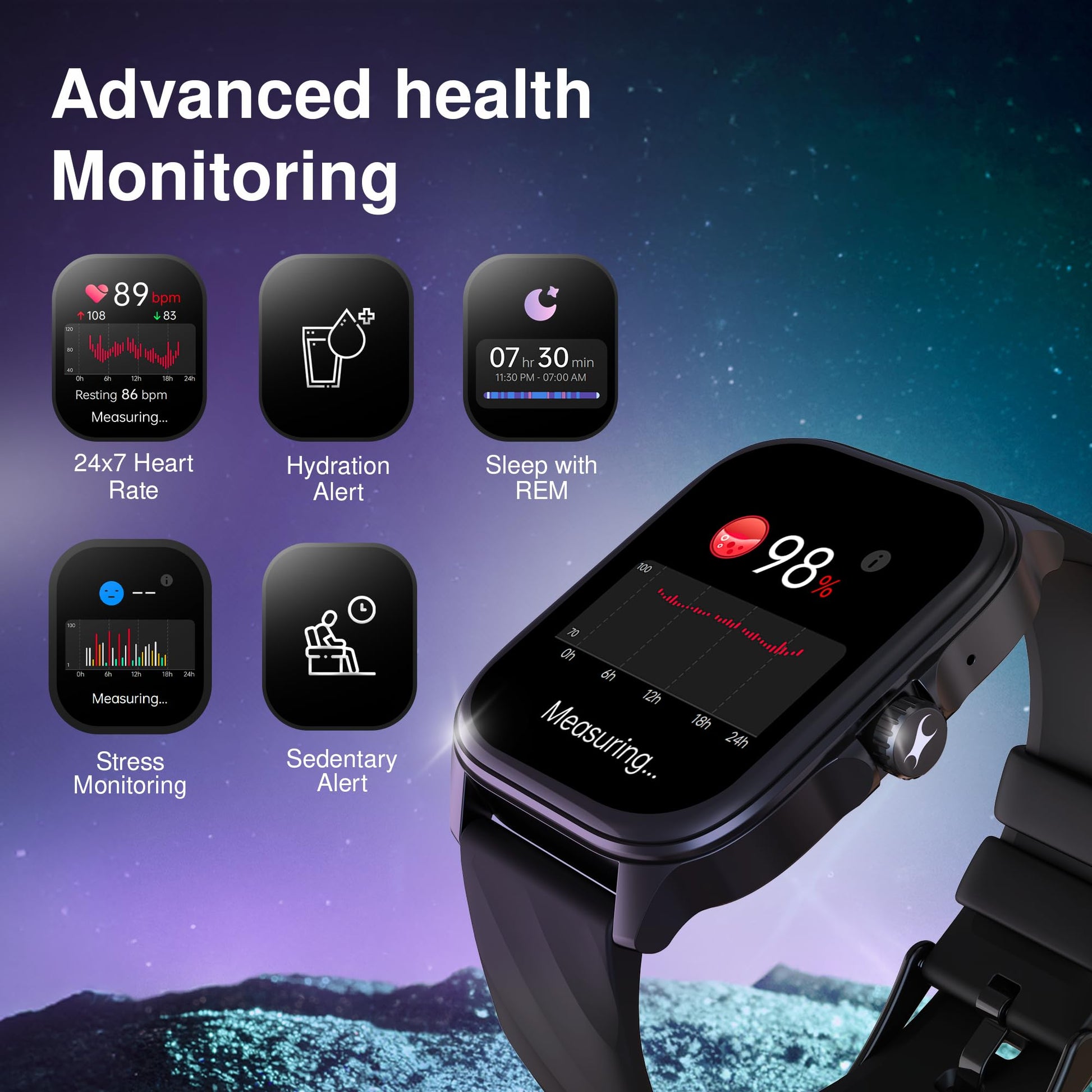 Fastrack New Astor FS1 PRO Smart Watch, Large Super AMOLED Display (1.97") AOD, AI Voice Assistance, Functional Crown, SingleSync BT Calling, 100+ Sports Modes & Smartwatch Faces, IP68 (Black) SaumyasStore