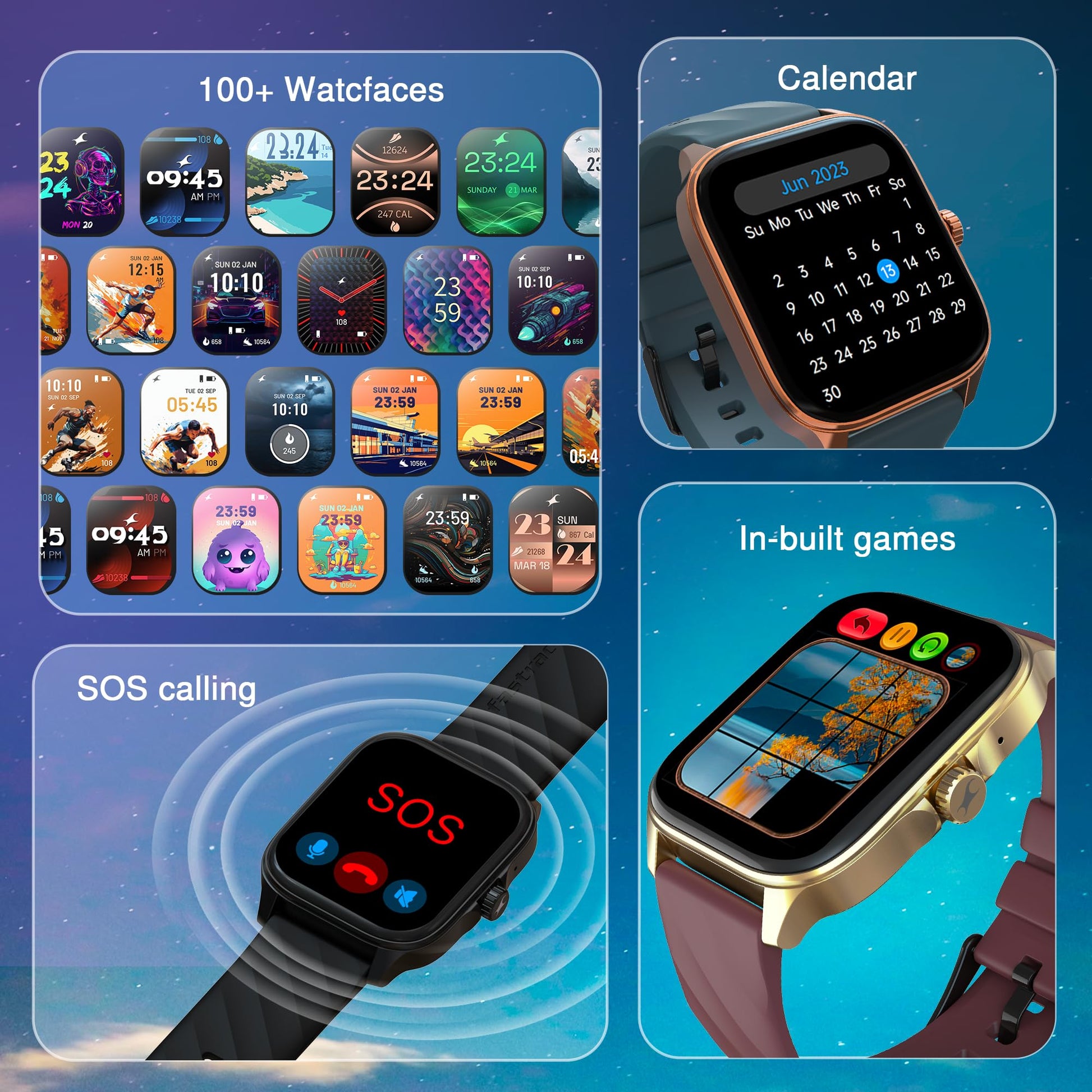 Fastrack New Astor FS1 PRO Smart Watch, Large Super AMOLED Display (1.97") AOD, AI Voice Assistance, Functional Crown, SingleSync BT Calling, 100+ Sports Modes & Smartwatch Faces, IP68 (Teal) SaumyasStore