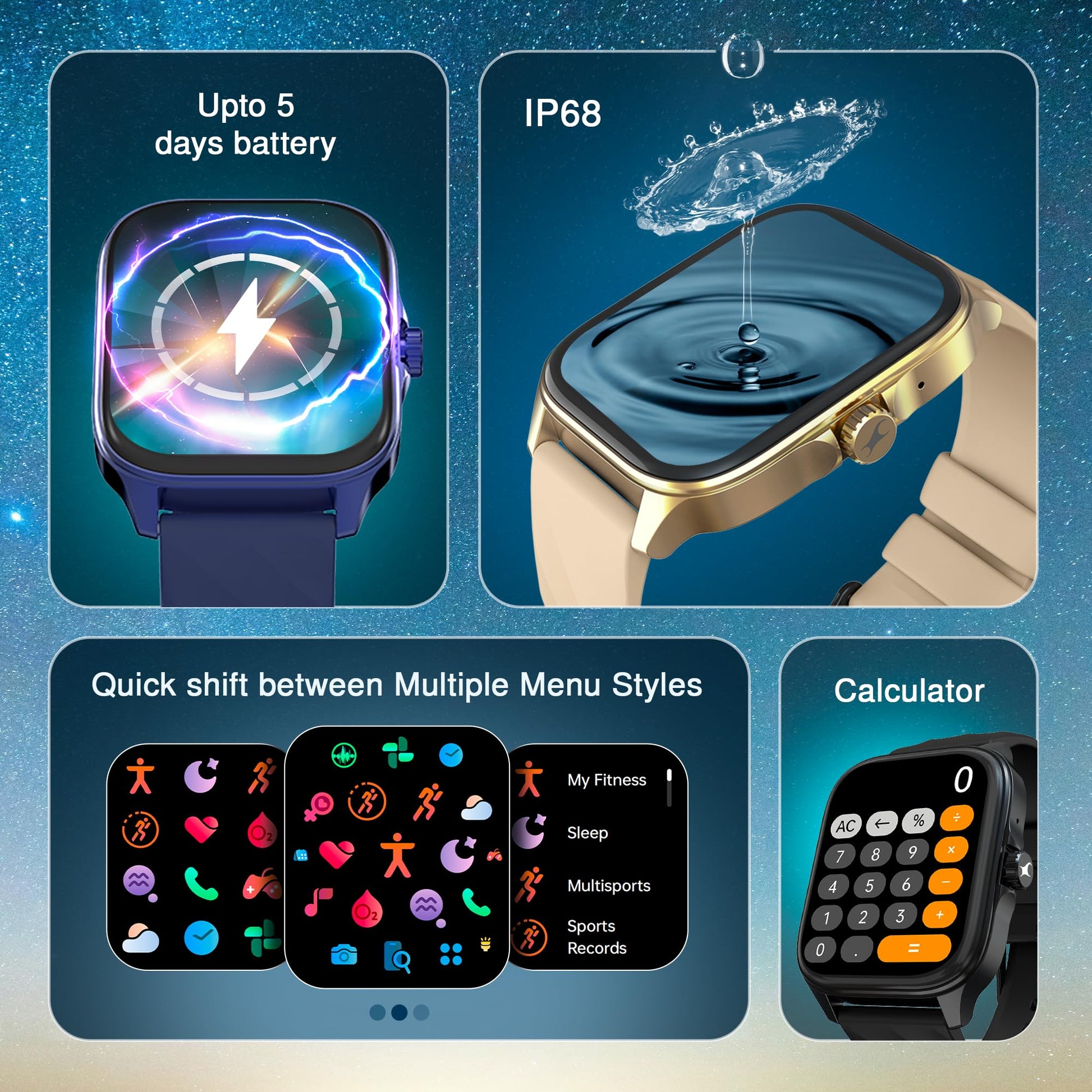 Fastrack New Astor FS1 PRO Smart Watch, Large Super AMOLED Display (1.97") AOD, AI Voice Assistance, Functional Crown, SingleSync BT Calling, 100+ Sports Modes & Smartwatch Faces, IP68 (Teal) SaumyasStore