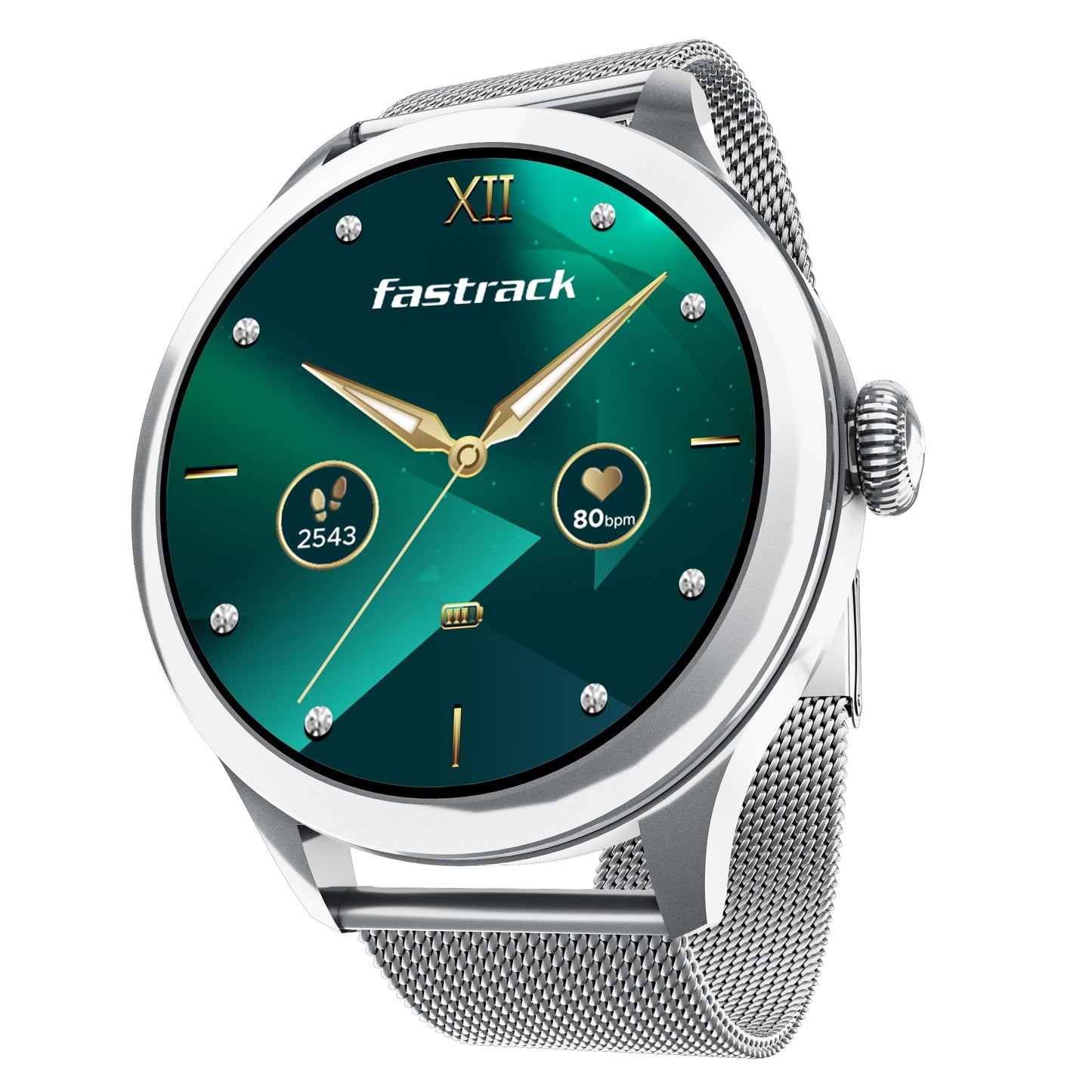 Fastrack Noir Pro Womens Smart Watch, 3.0 cm Super AMOLED Display, 390 * 390 Resolution, 100+ Sports Modes, SOS, BT Calling, Female Health Monitor, IP68, 5-Day Battery, 100+ Smartwatch Faces (Sliver) SaumyasStore
