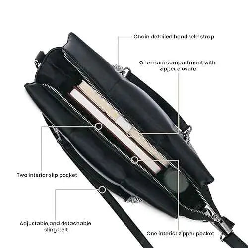 Fastrack Puff It Up Satchel | Faux-Leather Women's Handbags | Satchel for Casual Carry SaumyasStore