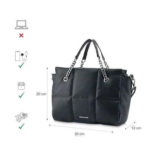 Fastrack Puff It Up Satchel | Faux-Leather Women's Handbags | Satchel for Casual Carry SaumyasStore