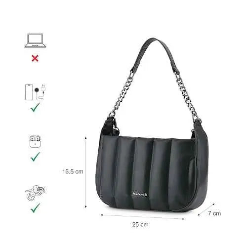 Fastrack Quilt Crush Shoulder Bag | Faux-Leather Women's Handbags | Shoulder for Casual Carry SaumyasStore