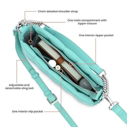 Fastrack Quilt Crush Shoulder Bag | Faux-Leather Women's Handbags | Shoulder for Casual Carry SaumyasStore