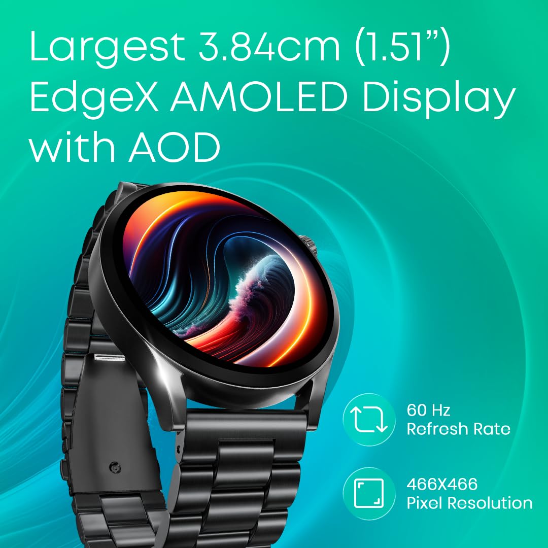 Fastrack Radiant FX4 Premium Metal Smart Watch, 3.8 cm EdgeX AMOLED Display, Functional Crown, SingleSync BT Calling, SOS, AI Voice Assistant, 100+ Sports Modes & Smartwatch Faces, IP68 (Rose Gold) SaumyasStore