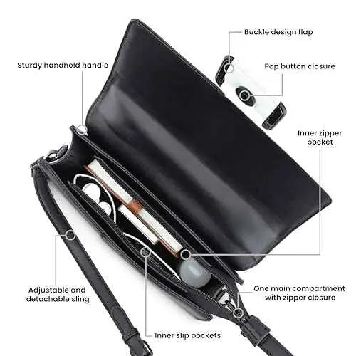 Fastrack Soft-Pleated Sling Bag with Metal Chain Accents | Faux-Leather Women's Handbags | Sling for Casual Carry SaumyasStore