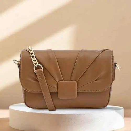 Fastrack Soft-Pleated Sling Bag with Metal Chain Accents | Faux-Leather Women's Handbags | Sling for Casual Carry SaumyasStore