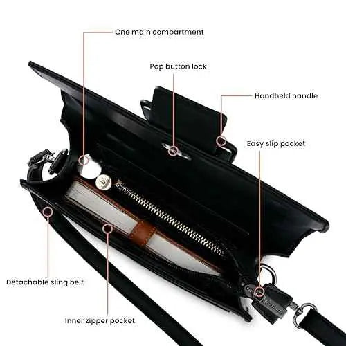 Fastrack Solid Structured Satachel | Faux-Leather Women's Handbags | Satchel for Casual Carry SaumyasStore